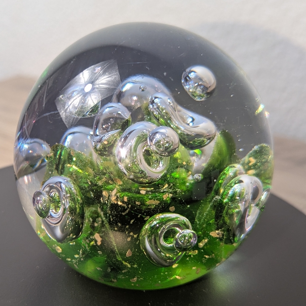 Pier 1 Glass Donut Heavy Glass Paperweight